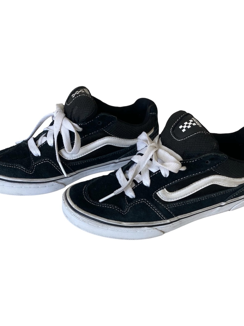 Vans Kids / Youth Black and White Low-Top Skate Sneakers size 7 - Picture 2 of 10